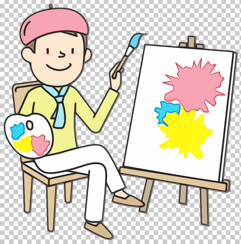 Cartoon Easel Finger Sitting Child Art PNG, Clipart, Cartoon, Child, Child Art, Easel, Finger Free PNG Download