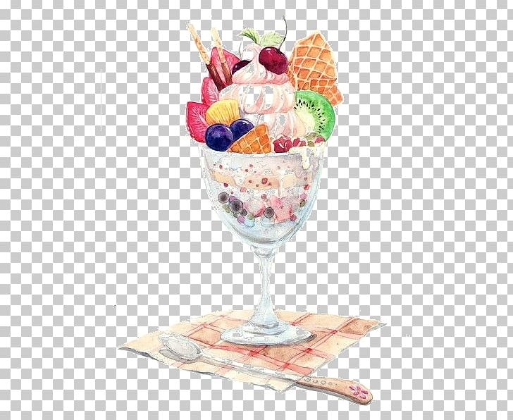 Parfait Ice Cream Watercolor Painting Dessert Drawing PNG, Clipart, Cake, Cream, Dairy Product, Dame Blanche, Dessert Free PNG Download