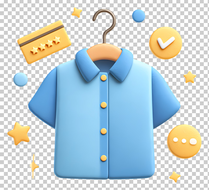 Shopping Experience - Blue Shirt Hanging Icon With Stars PNG