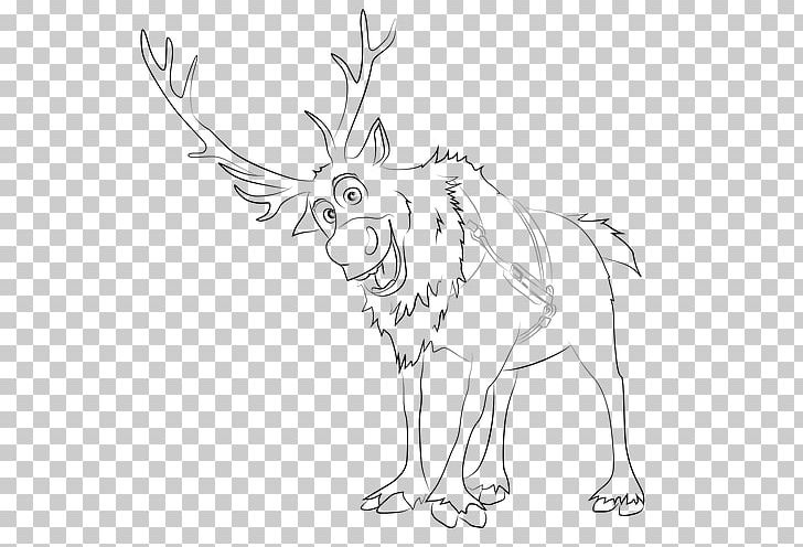 Elsa Olaf Anna Drawing Line Art PNG, Clipart, Anna, Antler, Artwork, Black And White, Cartoon Free PNG Download