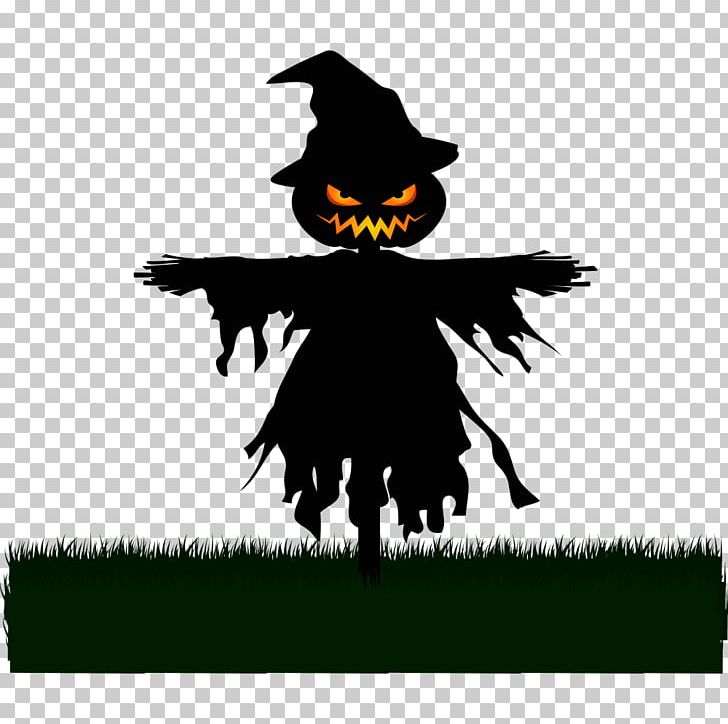 Scarecrow Silhouette Halloween PNG, Clipart, Bird, Character, Drawing, Encapsulated Postscript, Fictional Character Free PNG Download