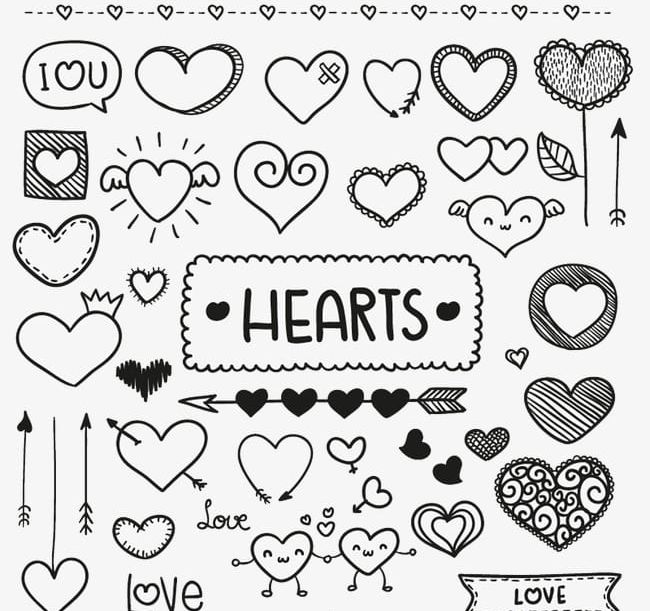 A Variety Of Hand-painted Love PNG, Clipart, Black, Black And White, Frame, Hand Painted, Hand Painted Clipart Free PNG Download