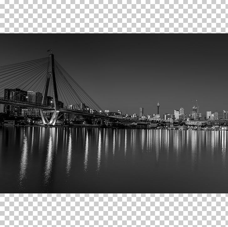 Black And White Blackwattle Bay Landscape Photography Printing PNG, Clipart, Black And White, Bridge, Canvas Print, City, Cityscape Free PNG Download