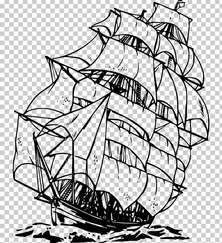 Sailing Ship Clipper PNG, Clipart, Art, Artwork, Black And White, Boat, Boating Free PNG Download