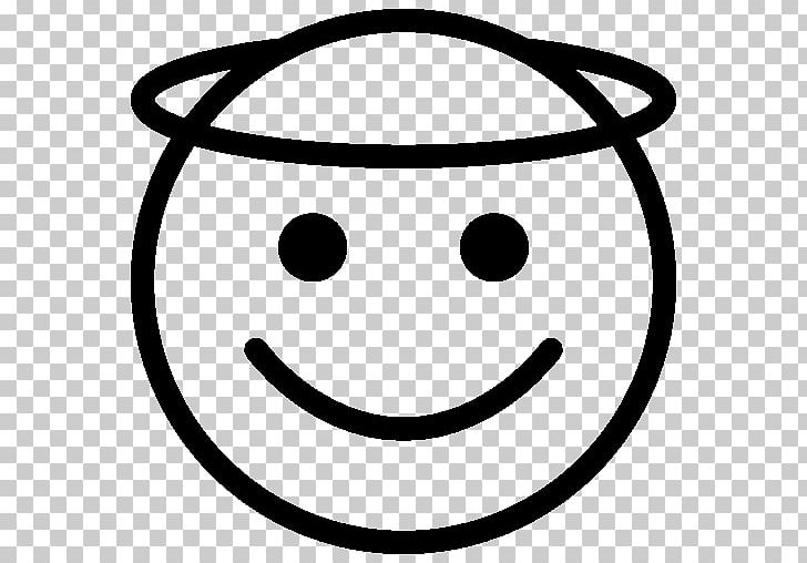Smiley Emoticon Computer Icons Emoji Angel PNG, Clipart, Angel, Area, Black And White, Circle, Computer Icons Free PNG Download