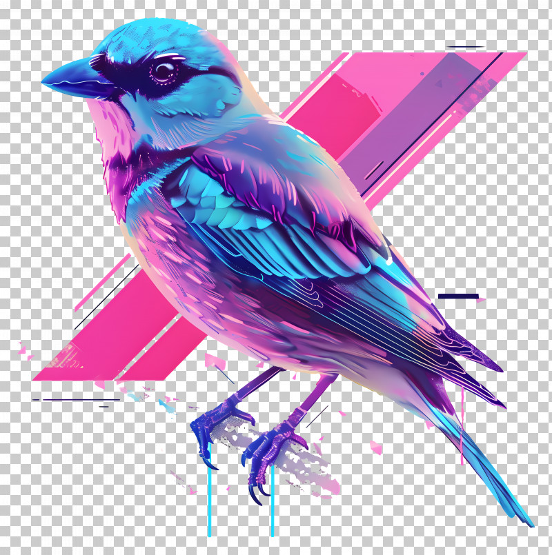 Vaporwave Bird - Colorful Bird Illustration PNG