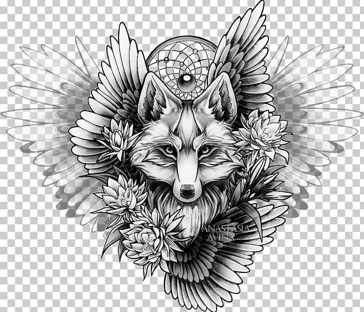 Sleeve Tattoo Drawing Fox Sketch PNG, Clipart, Animals, Art, Black And White, Body Art, Deviantart Free PNG Download