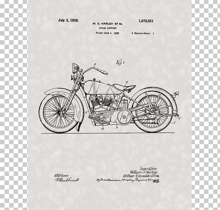 Harley-Davidson Patent Drawing Motorcycle Art PNG, Clipart, Art, Bicycle, Bicycle Part, Bicycle Wheel, Black And White Free PNG Download