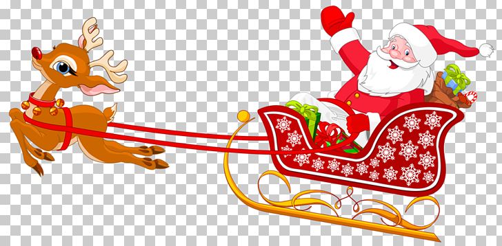 Santa Claus's Reindeer Sled PNG, Clipart, Cartoon, Christmas, Christmas Decoration, Christmas Deer, Christmas Ornament Free PNG Download