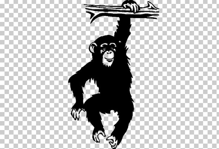 Chimpanzee Drawing Monkey Tree PNG, Clipart, Animals, Ape, Bear, Black And White, Branch Free PNG Download