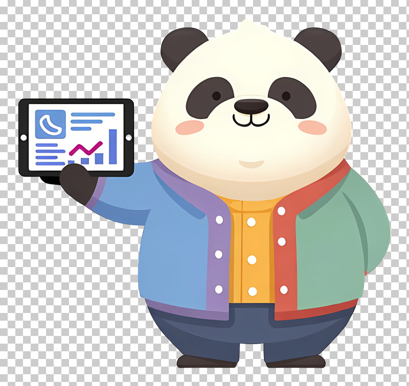 Panda Showing Tablet Chart PNG