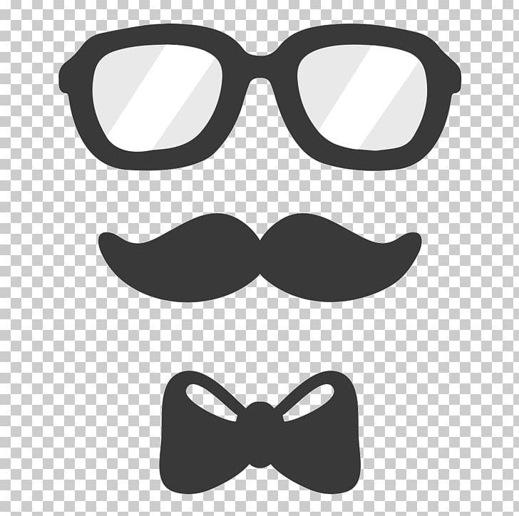 Glasses Bow Tie Necktie Moustache PNG, Clipart, Angle, Beard, Black, Black And White, Bow Tie Free PNG Download