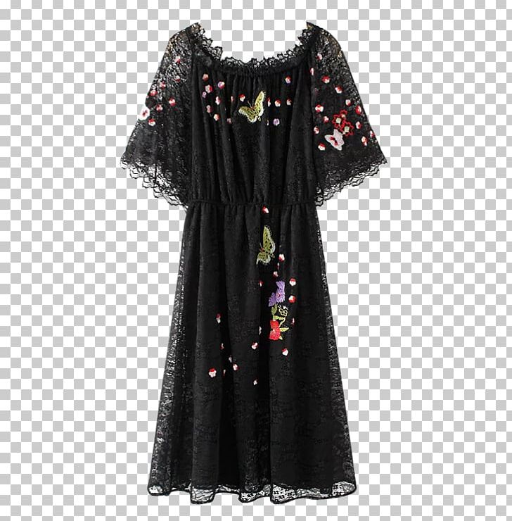 Dress Lace Sleeve Shoulder Embroidery PNG, Clipart, Black, Black M ...