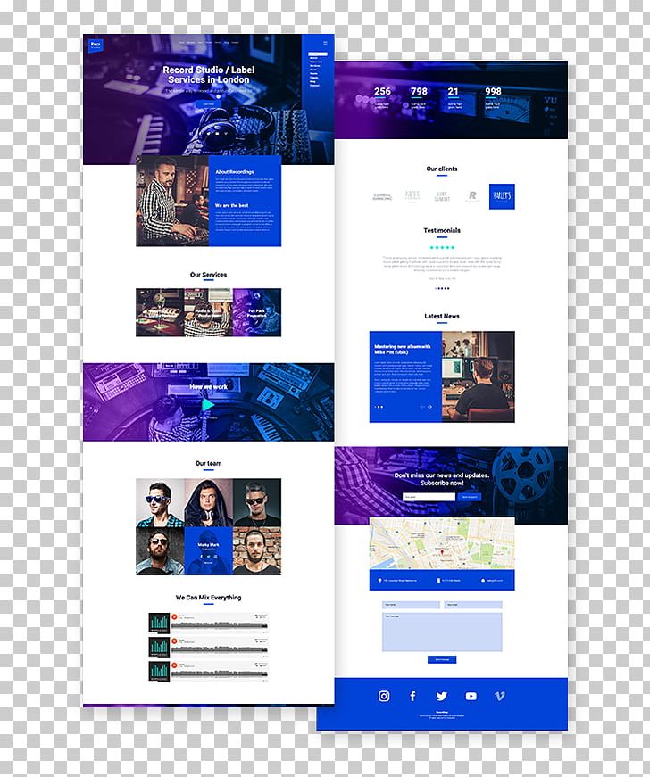 Web Page Responsive Web Design Web Template Recording Studio Sound Recording And Reproduction PNG, Clipart, Adobe Muse, Brand, Brochure, Communication, Display Advertising Free PNG Download