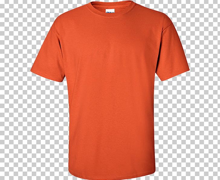 T-shirt Gildan Activewear Safety Orange Sleeve PNG, Clipart, Active Shirt, Blue, Casul Tshirt, Clothing, Collar Free PNG Download