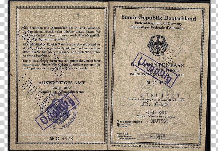 Germany United States Document German Passport PNG, Clipart, Diplomat, Diplomatenpass, Document, German Passport, Germany Free PNG Download