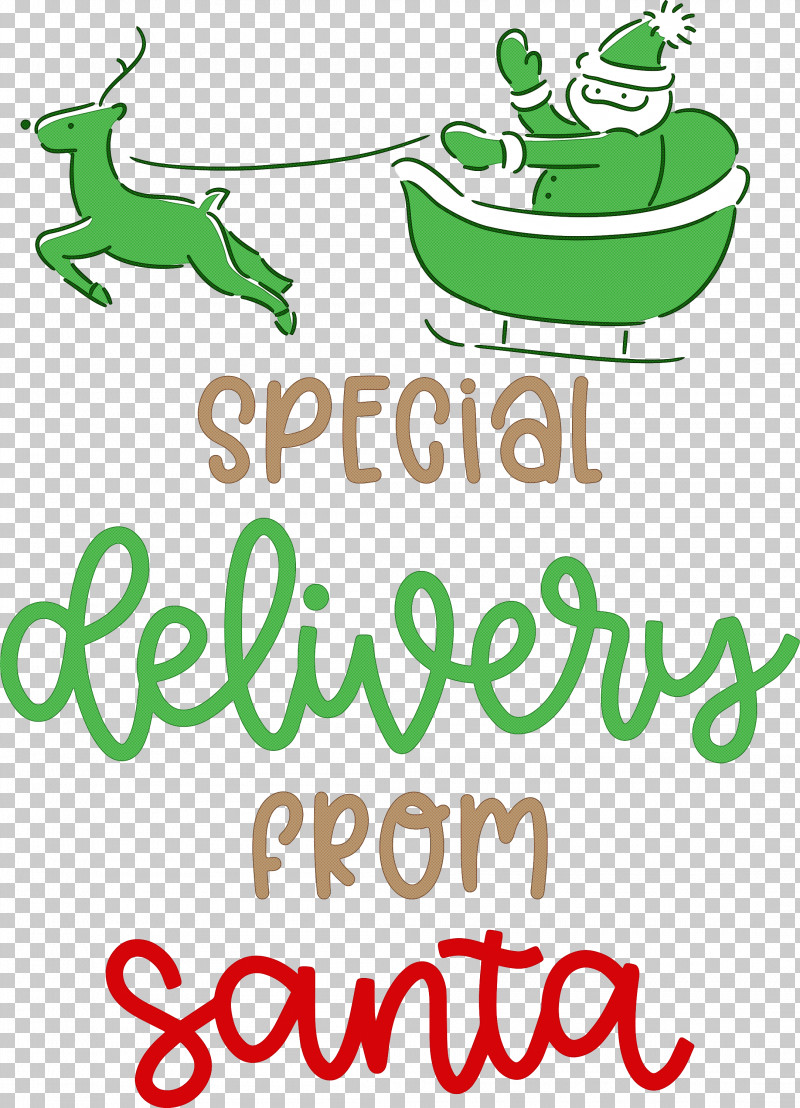 Special Delivery From Santa Santa Christmas PNG, Clipart, Christmas, Green, Leaf, Line, Mathematics Free PNG Download