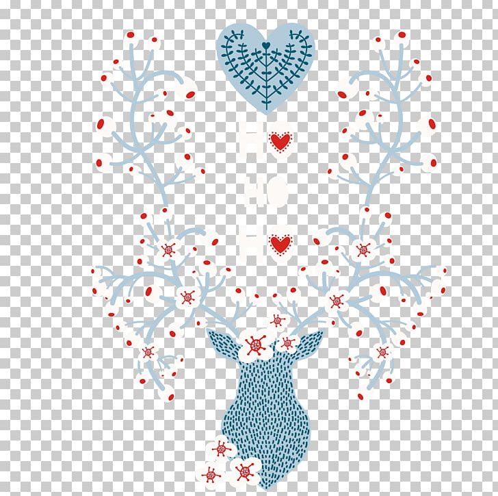 Heart Deer Illustration PNG, Clipart, Animals, Background Decoration, Blue, Branch, Encapsulated Postscript Free PNG Download