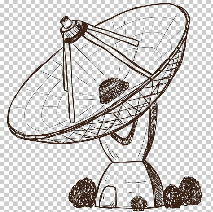 Drawing Satellite Dish PNG, Clipart, Antenna, Artwork, Black And White, Communications Satellite, Electronics Free PNG Download
