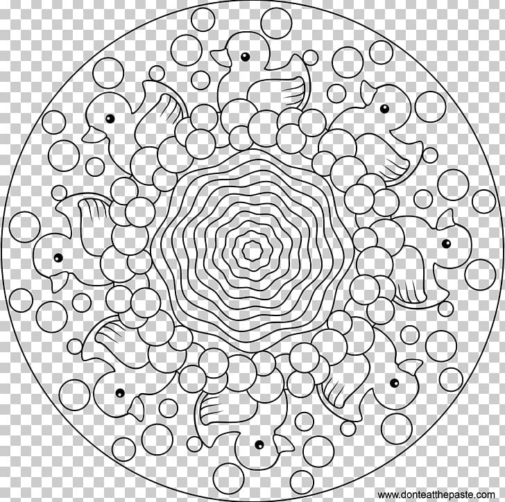 Rubber Duck Mandala Coloring Book Drawing PNG, Clipart, Adult, Animals, Area, Black And White, Book Free PNG Download