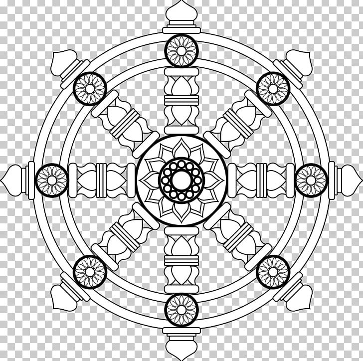 Dharmachakra Buddhism Ashtamangala Religion PNG, Clipart, Auto Part, Bicycle Wheel, Black And White, Buddhism And Hinduism, Buddhism And Jainism Free PNG Download