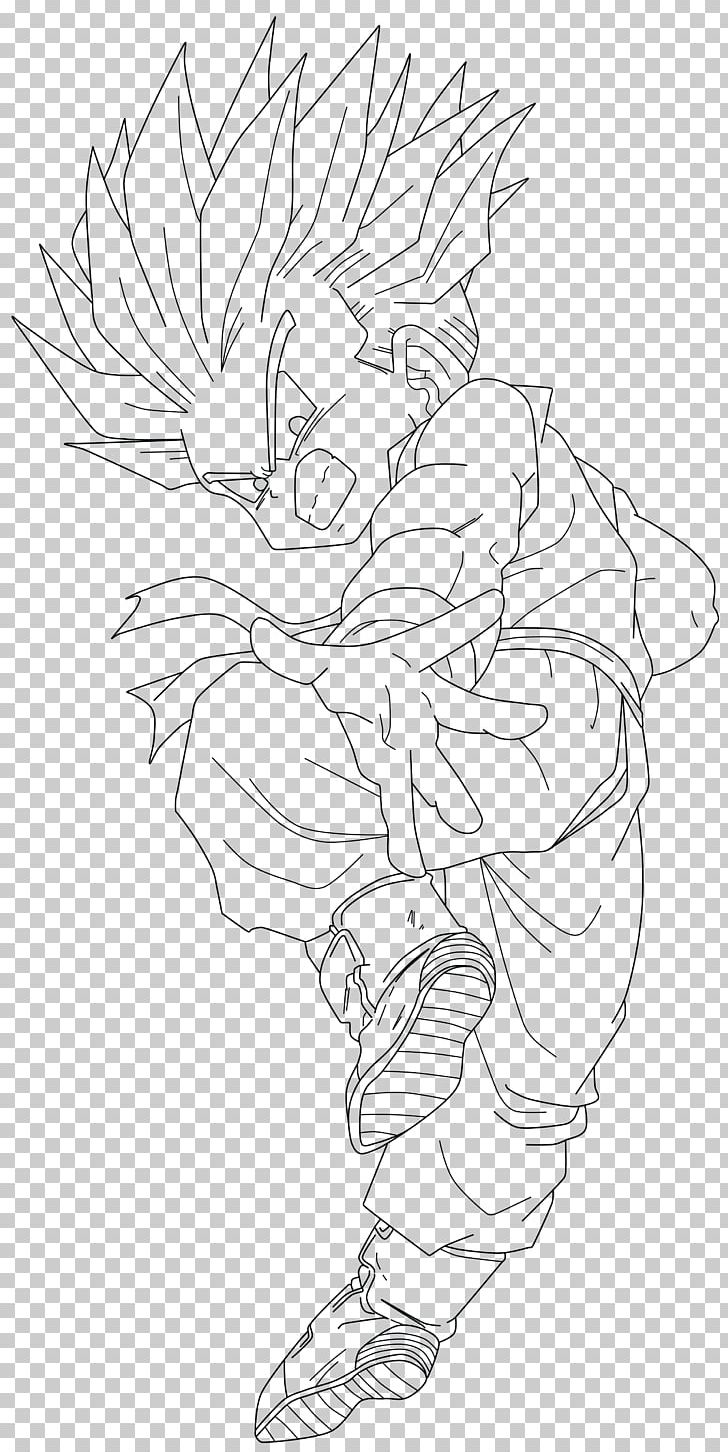 Trunks Line Art Drawing Goku Super Saiya PNG, Clipart, Arm, Art, Artwork, Black, Black And White Free PNG Download