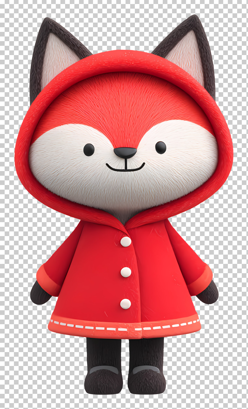 Cartoon Arctic Fox - Adorable Fox In Red Hood PNG