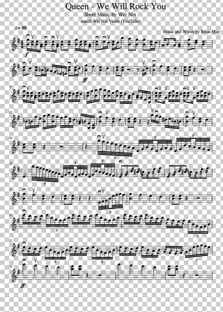 Sheet Music Violin Song We Will Rock You PNG, Clipart, Angle, Area, Black, Black And White, Coldplay Free PNG Download