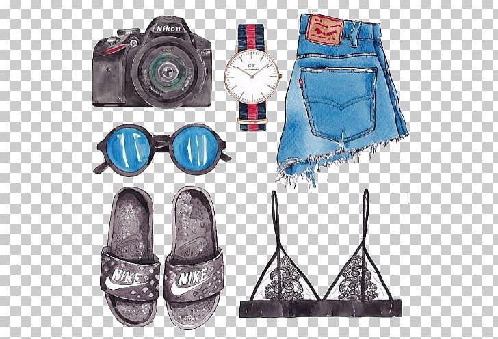 Nike Birkenstock Drawing Watercolor Painting Illustration PNG, Clipart, Blue, Electric Blue, Fashion, Fashion Illustration, Flip Free PNG Download