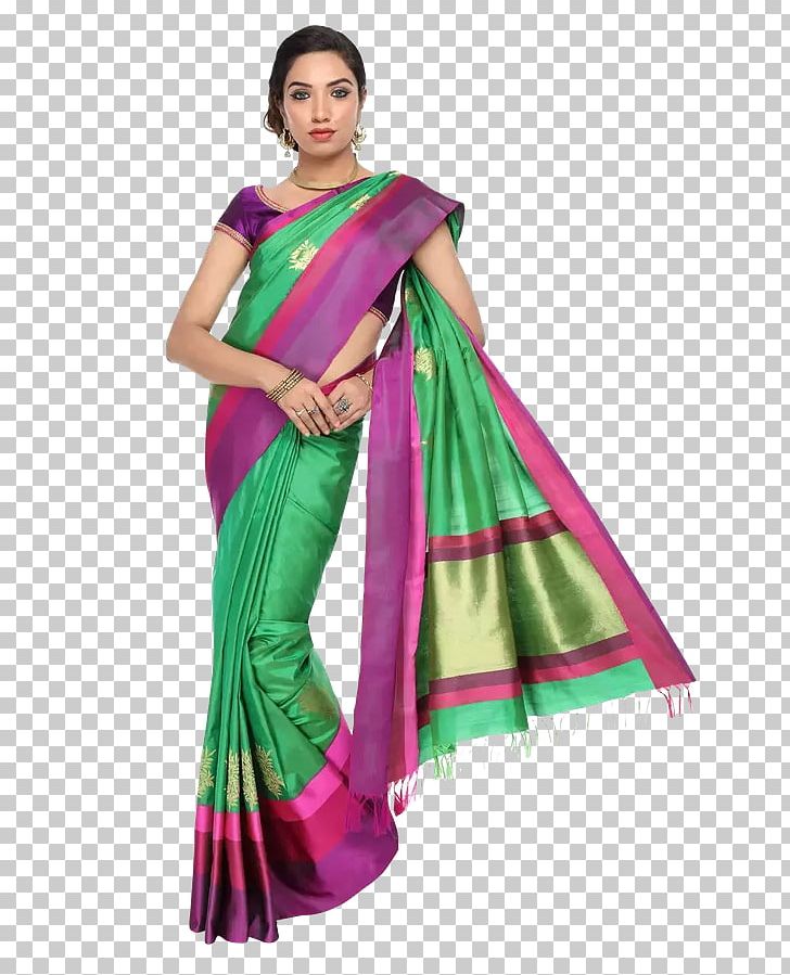 Silk Banarasi Sari Varanasi Handloom Saree PNG, Clipart, Banarasi Sari, Cotton, Dupatta, Fashion Model, Green Free PNG Download