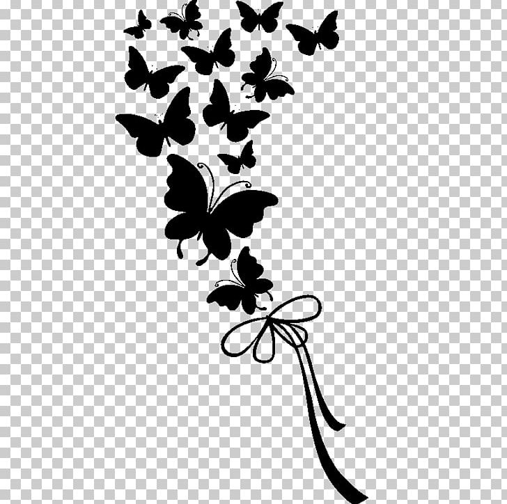 Sticker Wall Decal Polyvinyl Chloride Flower PNG, Clipart, Animal, Banquette, Black And White, Branch, Butterflies And Moths Free PNG Download