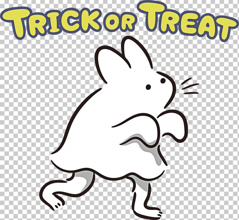 TRICK OR TREAT Happy Halloween PNG, Clipart, Happy Halloween, Line Art, Meter, Rabbit, Snout Free PNG Download