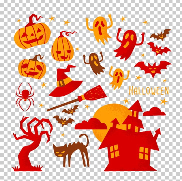 Halloween Card Greeting Card Illustration PNG, Clipart, Artwork, Bat, Broom, Cartoon, Decorative Elements Free PNG Download