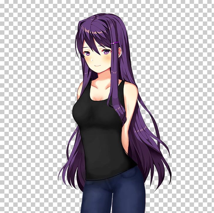 Doki Doki Literature Club! Yuri Team Salvato Drawing PNG, Clipart, Anime, Black Hair, Brown Hair, Doki Doki Literature Club, Drawing Free PNG Download