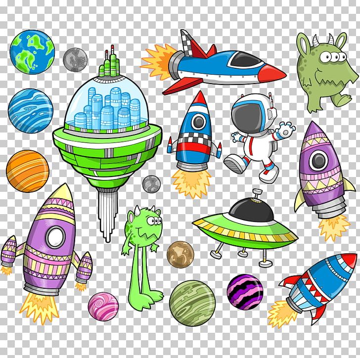 Spacecraft Outer Space Cartoon Illustration PNG, Clipart, Alien, Area, Art, Artwork, Decorative Elements Free PNG Download