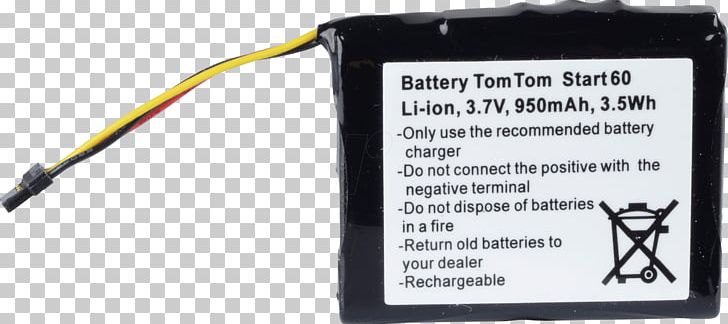 GPS Navigation Systems Electric Battery TomTom Start 60 Lithium-ion Battery Rechargeable Battery PNG, Clipart, Ampere Hour, Electric Potential, Electronic Device, Electronics Accessory, Global Positioning System Free PNG Download