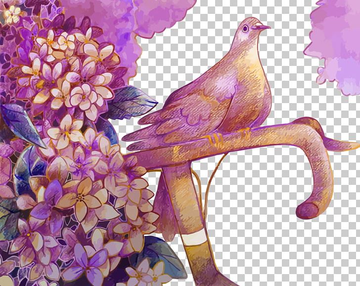 Bird Flower Euclidean PNG, Clipart, Beak, Branch, Cartoon, Color, Flower Arranging Free PNG Download