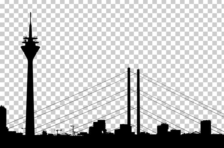 Rheinturm Silhouette Cityscape PNG, Clipart, Animals, Architecture, Black And White, Building, City Free PNG Download