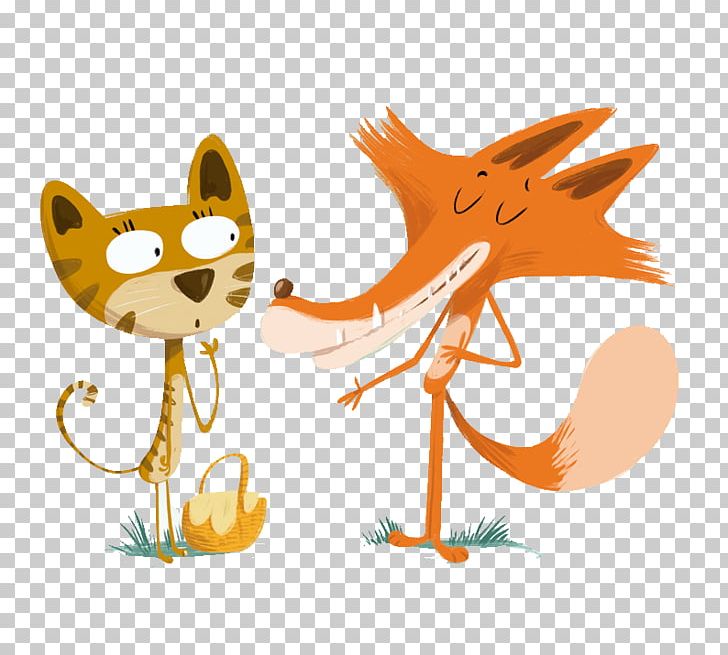The Fox And The Cat Red Fox Illustration PNG, Clipart, Animals, Art, Carnivoran, Cartoon, Cartoon Fox Free PNG Download