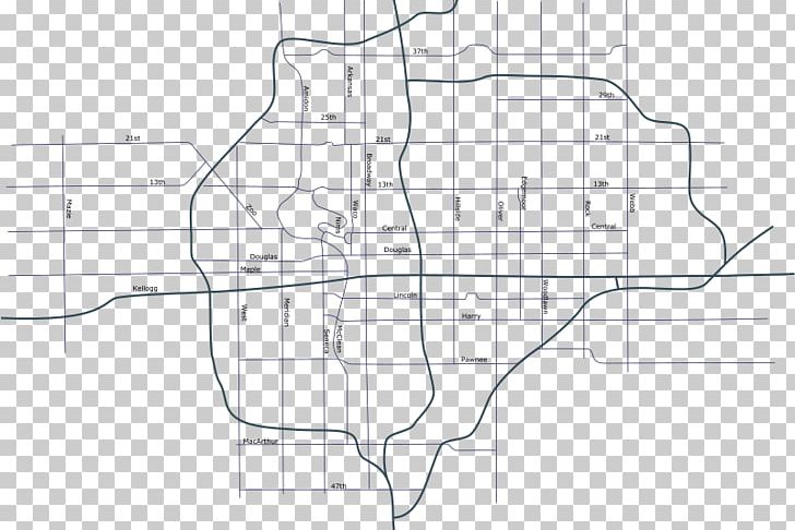 Wichita Street Map PNG, Clipart, Angle, Area, Black And White, Computer Icons, Diagram Free PNG Download