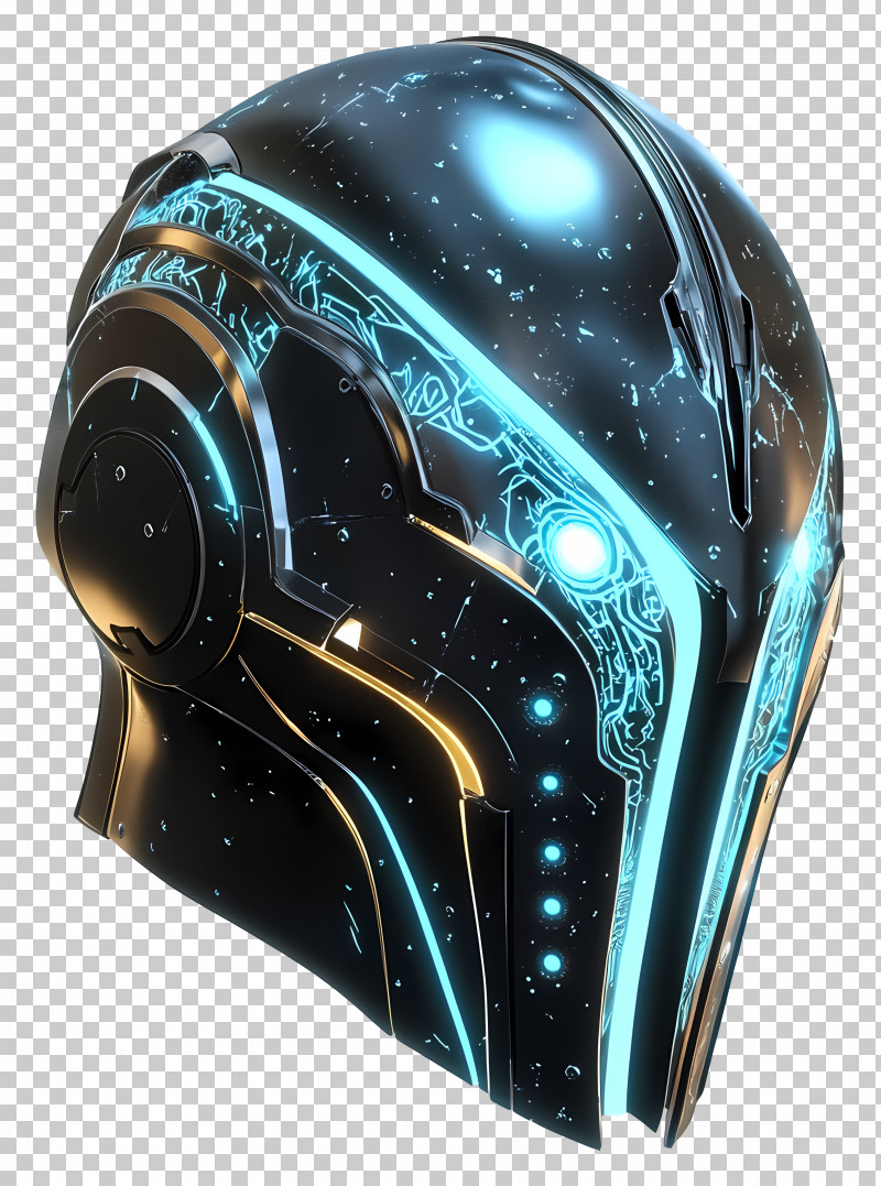 Futuristic Knightâ€™s Helmet - Futuristic Helmet With Neon Lights PNG
