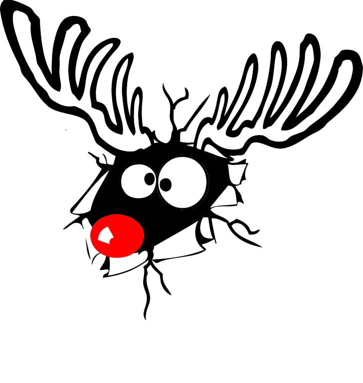 Rudolph Reindeer Christmas Eve Santa Claus PNG, Clipart, Antler, Art, Artwork, Black And White, Cartoon Free PNG Download