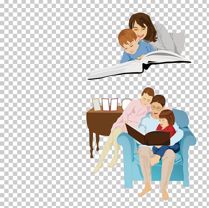 parent and child reading clipart