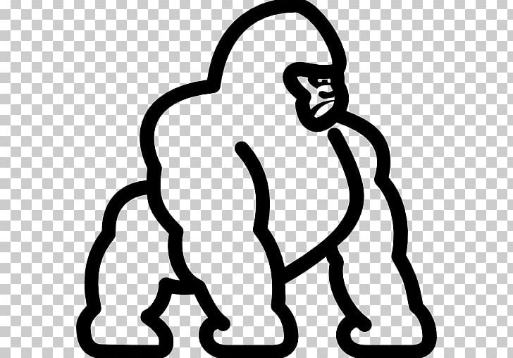 Gorilla Computer Icons PNG, Clipart, Animal, Animals, Area, Black, Black And White Free PNG Download