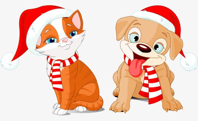 Christmas Cats And Dogs PNG, Clipart, Animals, Cartoon, Cartoon Animals, Cats Clipart, Cats Clipart Free PNG Download