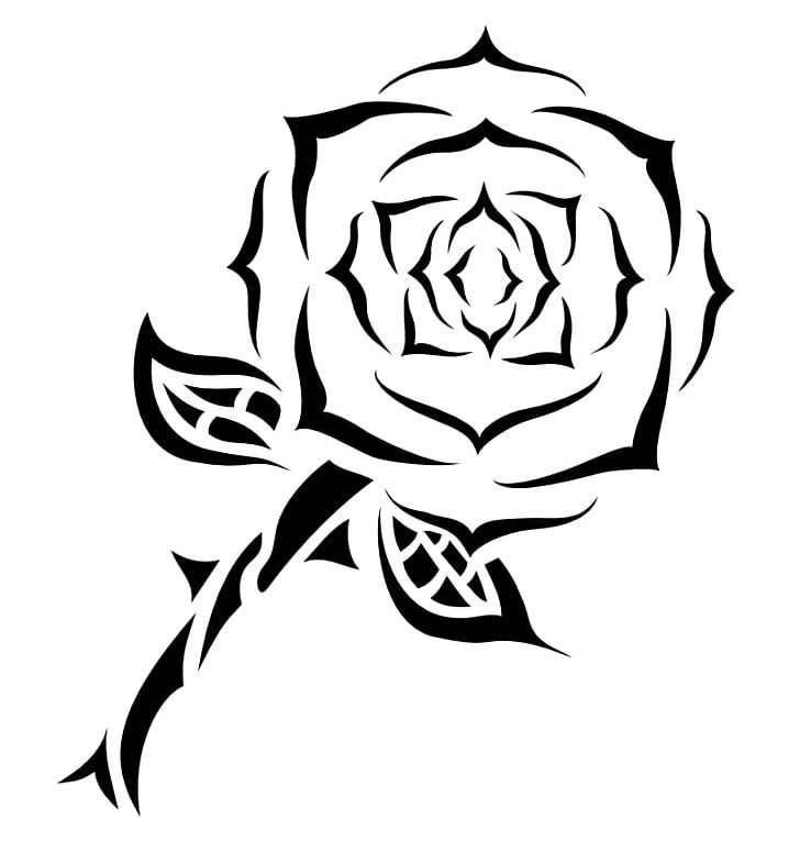Rose Tattoo Drawing PNG, Clipart, Artwork, Black, Black And White, Branch, Drawing Free PNG Download