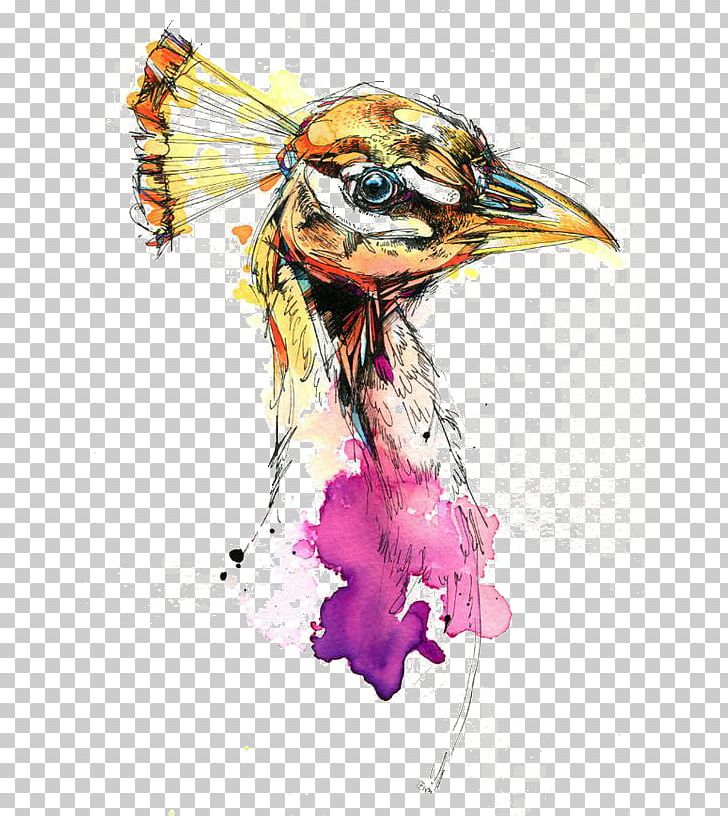 Bird Watercolor Painting Drawing Visual Arts PNG, Clipart, Animal, Animals, Cartoon, Fashion Illustration, Feather Free PNG Download