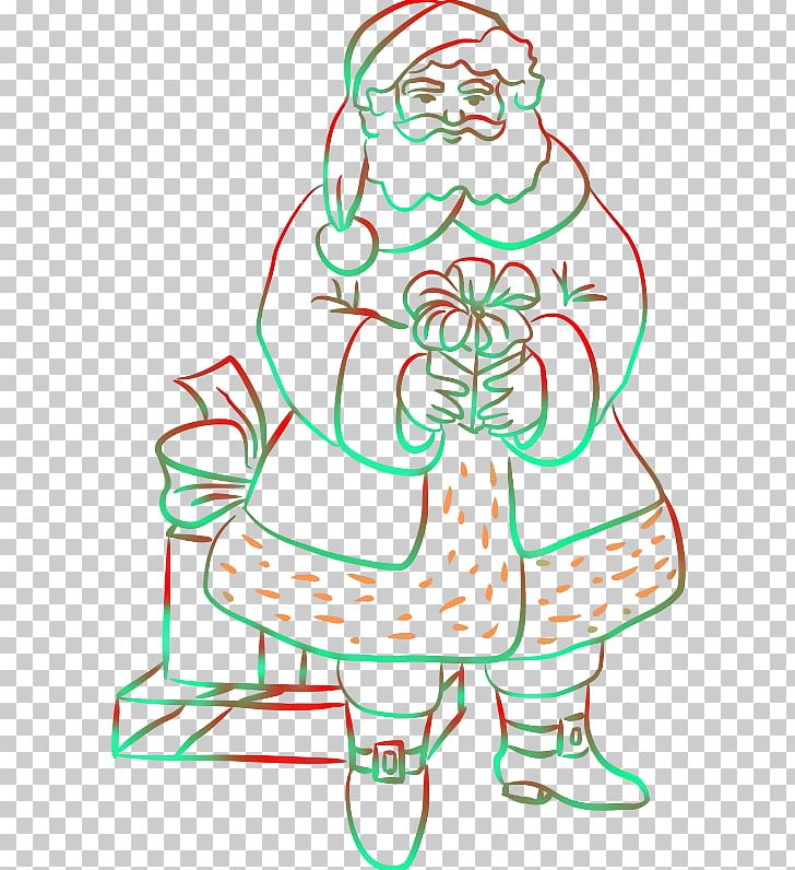 Santa Claus Christmas Tree Line Art PNG, Clipart, Area, Art, Artwork, Black And White, Christmas Free PNG Download