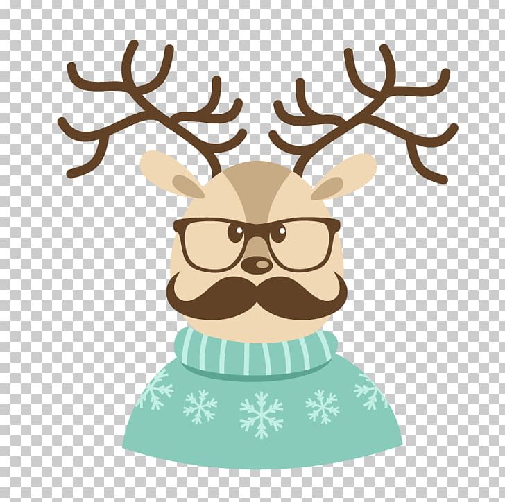 Santa Claus Reindeer Christmas Card Hipster PNG, Clipart, Antler, Beard, Blue, Blue, Blue Abstract Free PNG Download