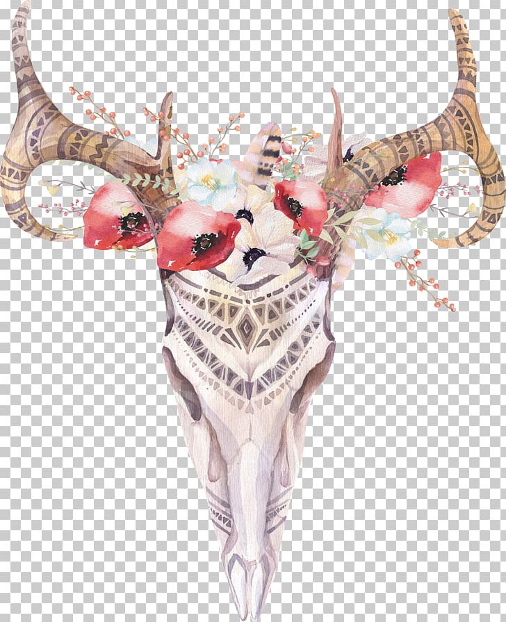 Bohemianism Watercolor Painting Boho-chic Mural PNG, Clipart, Antler, Antlers With Flowers, Art, Bohemianism, Bohochic Free PNG Download
